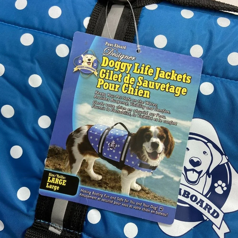 Paws Abroad Dog Blue Polka Dot Life Jacket Large
